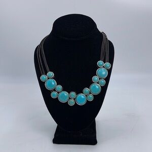 Sweet Lola Brown Leather Turquoise Necklace